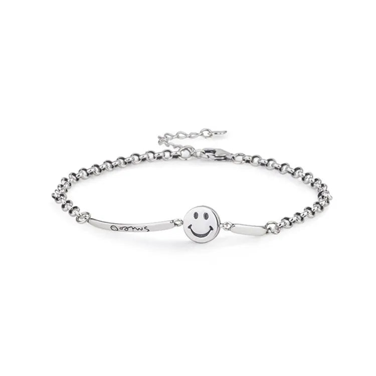 Elegant Hot Sale Smile 925 Sterling Silver Jewelry Link Chain Bracelet