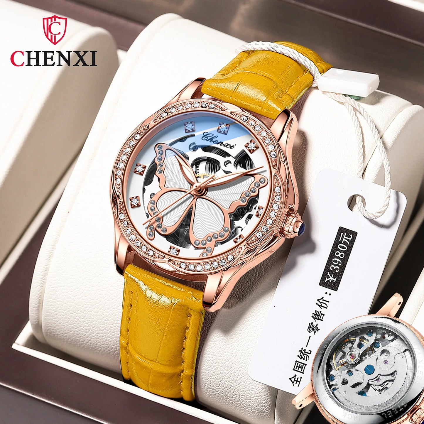 CHENXI New love Horse Orange Dial Fashion Watch Women's Wholesale Waterproof  Mechanical