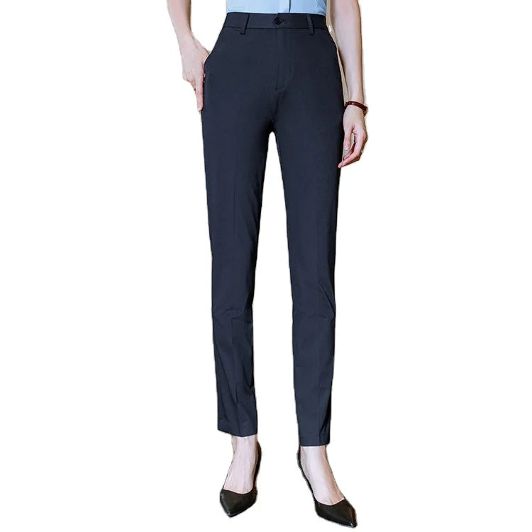 ODM/OEM Ladies Mid Waisted Formal Office Pants Winter Western Dress Styles with Flat Front Preloved Overalls Logo Washed Deco