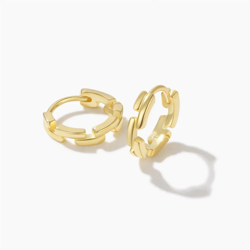 Fashion Minimalist Jewelry 925 Sterling Silver Earrings Geometric Irregular Gold Plated Hoop Earrings for Women