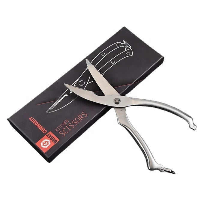 Boray Luxury Handmade Silver Heavy-Duty Stainless Steel Kitchen Scissors VW-KS-003 Business Gift Set for Christmas Promotiona