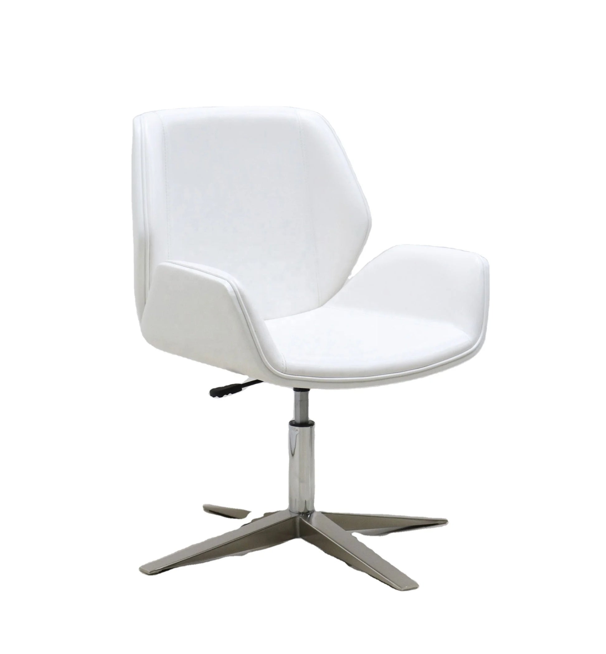 Elegant Grey Lift Chair PU Leather Adjustable Height Ergonomic Modern Fixed Swivel Office Chair