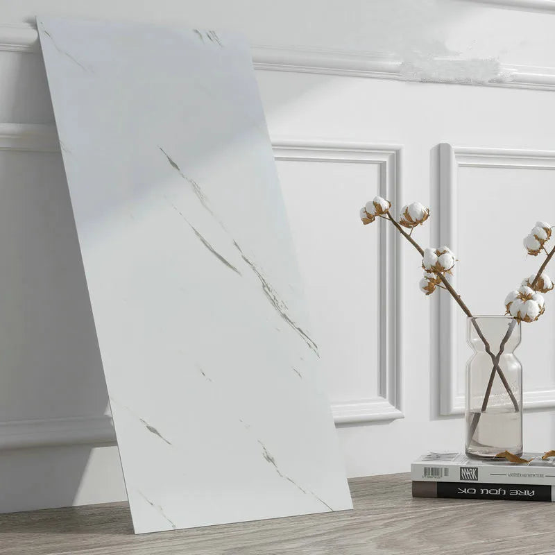 Top Marble Tile Wallpaper for Living Room Kitchen Bathroom Waterproof Thickened PVC Board Rustic Design Fireproof