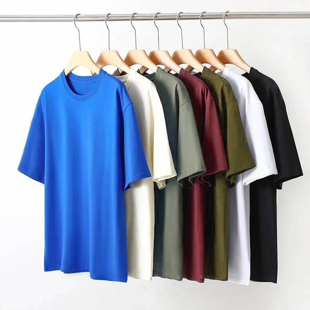 Wholesale Custom 280gsm 300gsm 320gsm Heavyweight White 100 Cotton Oversized Fashion Drop Shoulder  Plain Color Men T Shirts