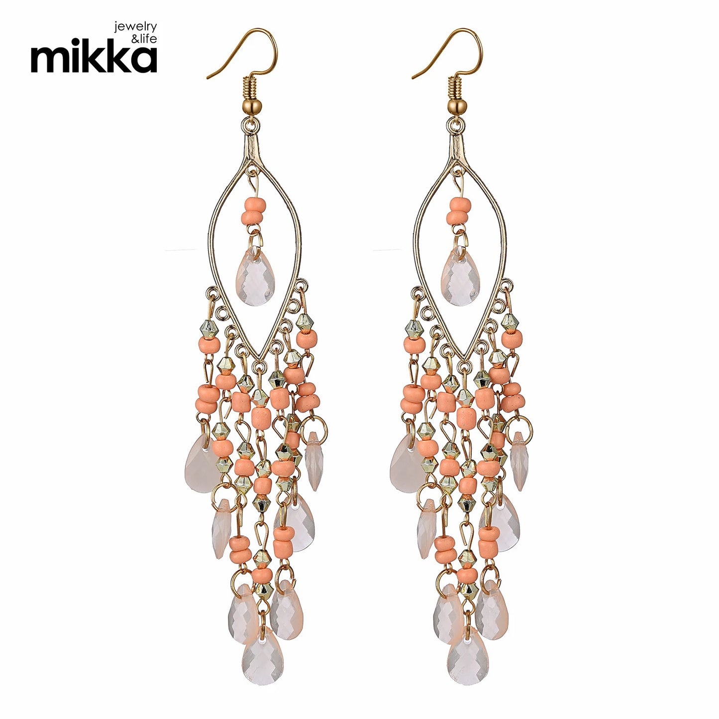 European and American Style Sweet Personality Simple Earrings Boho Earrings Fashion Beads Tassel Earrings