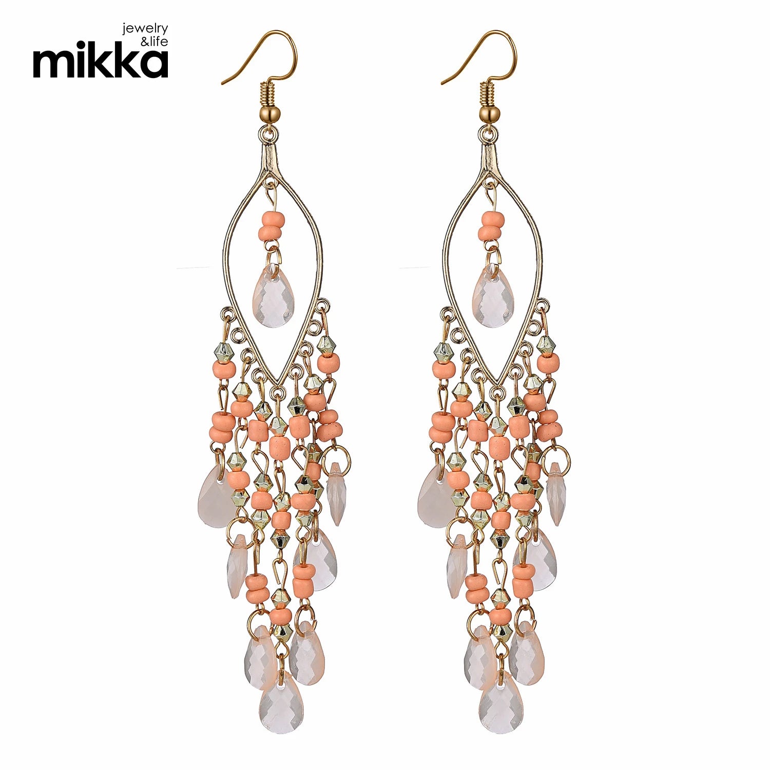 European and American Style Sweet Personality Simple Earrings Boho Earrings Fashion Beads Tassel Earrings