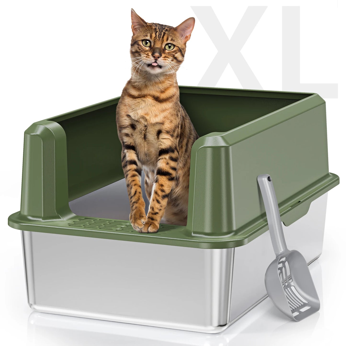 Hot Selling Portable Durable Stainless Steel & ABS Eco-Friendly Large Capacity 65L Easy Clean Litter Box for Large/Multiple Cats