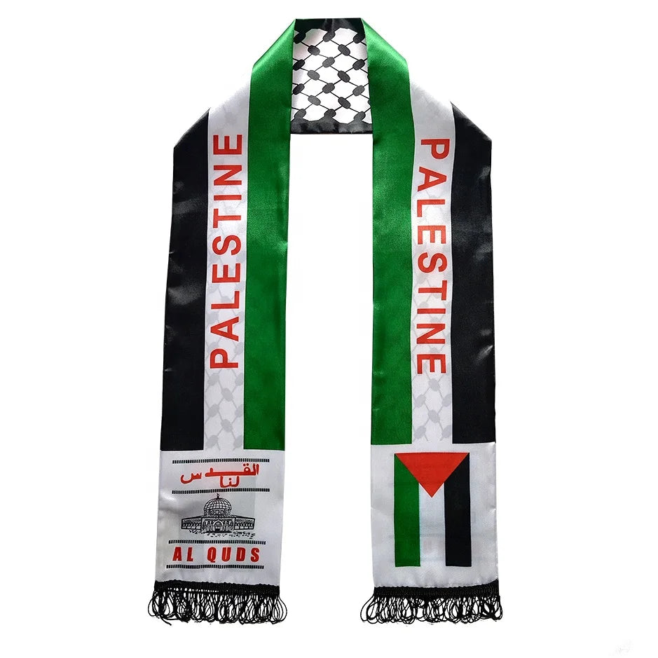 Wholesale Cheap Polyester Printed AL QUDS Palestine Scarf Neck Wrap Wedding Favor Flags