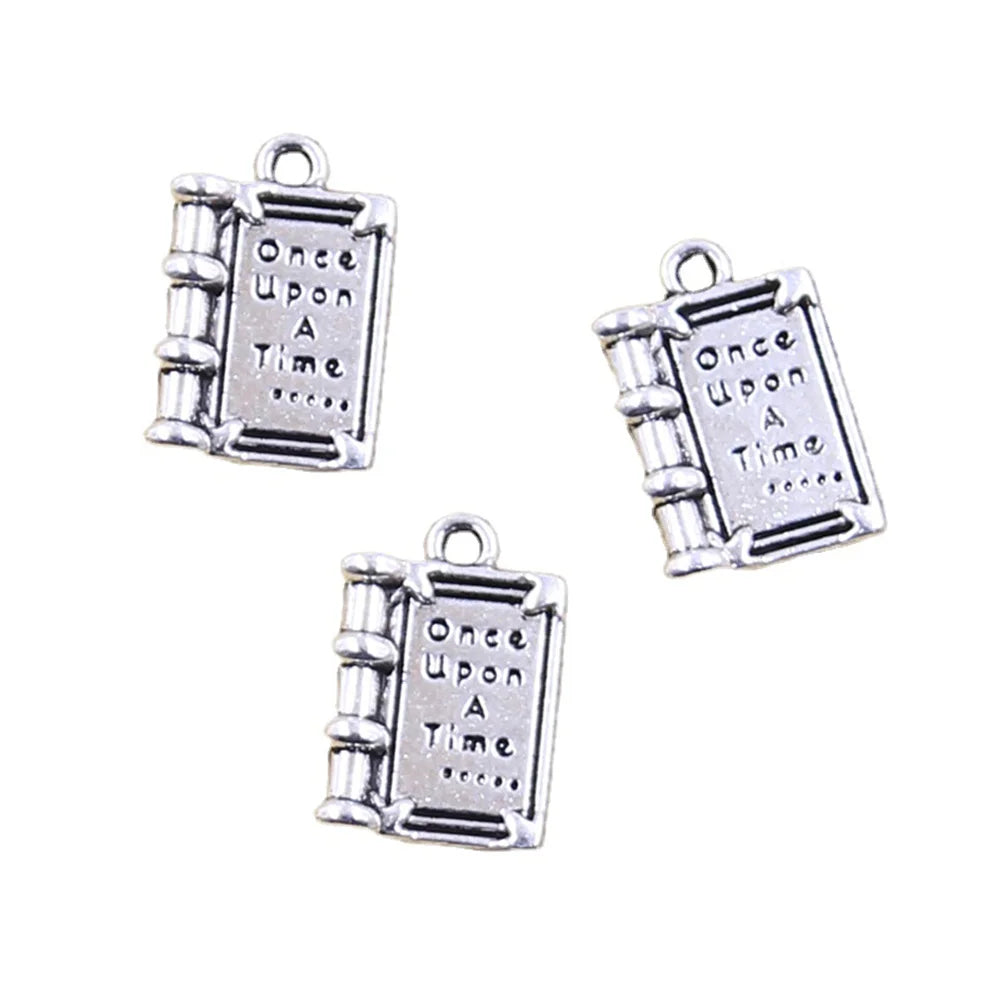 Charms Book of fairy Tales Once Upon a Time 18x12mm Handmade Making FitVintage Tibetan Silver Color PendantsDIY for Bracelet 