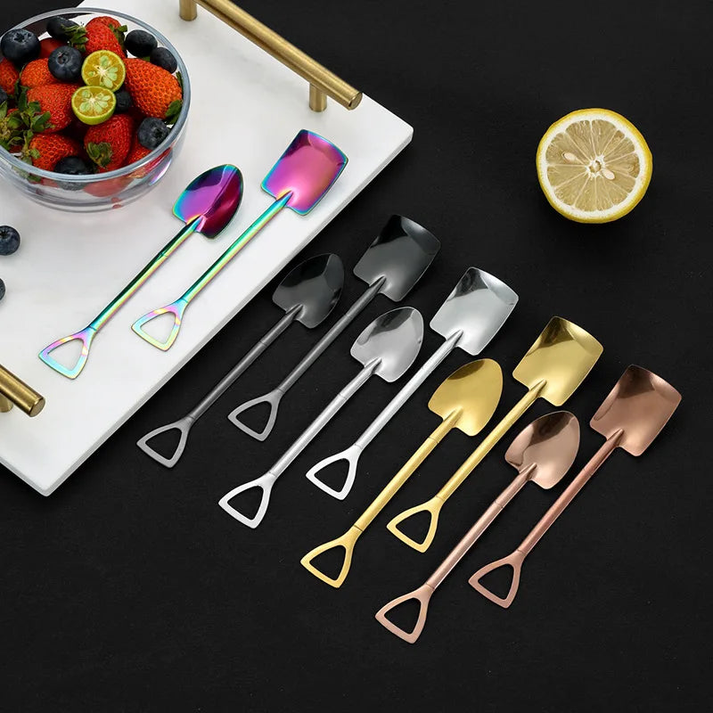 Hot Sale Stainless Steel Spoon Set Cake Ice Cream Spoon Color Customized Spoon Cake Shop Flatware