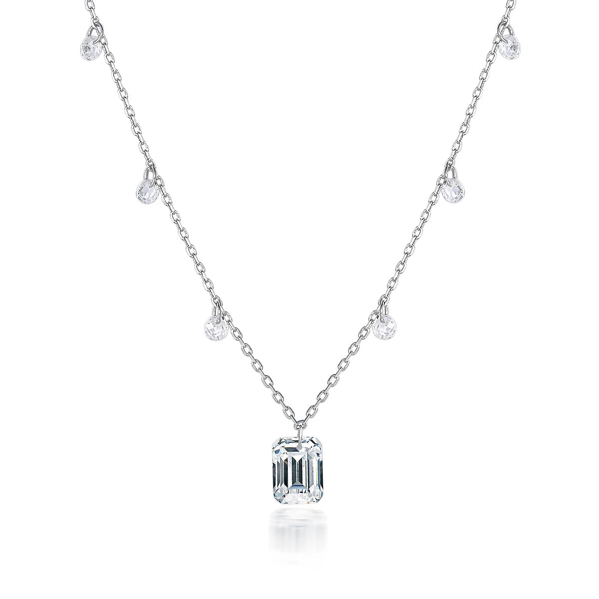 Dadian Ladies Necklace Cz Jewelry Luxury Rectangular Square 5A Zircon 925 Silver Sparkle Chain Collar Silver Choker Necklace