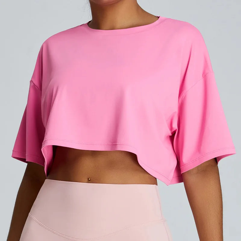 Girl Women T-shirt for Casual Life Exercise Top Loose Breathable Sports Outside Short Sleeve Yoga Clothes