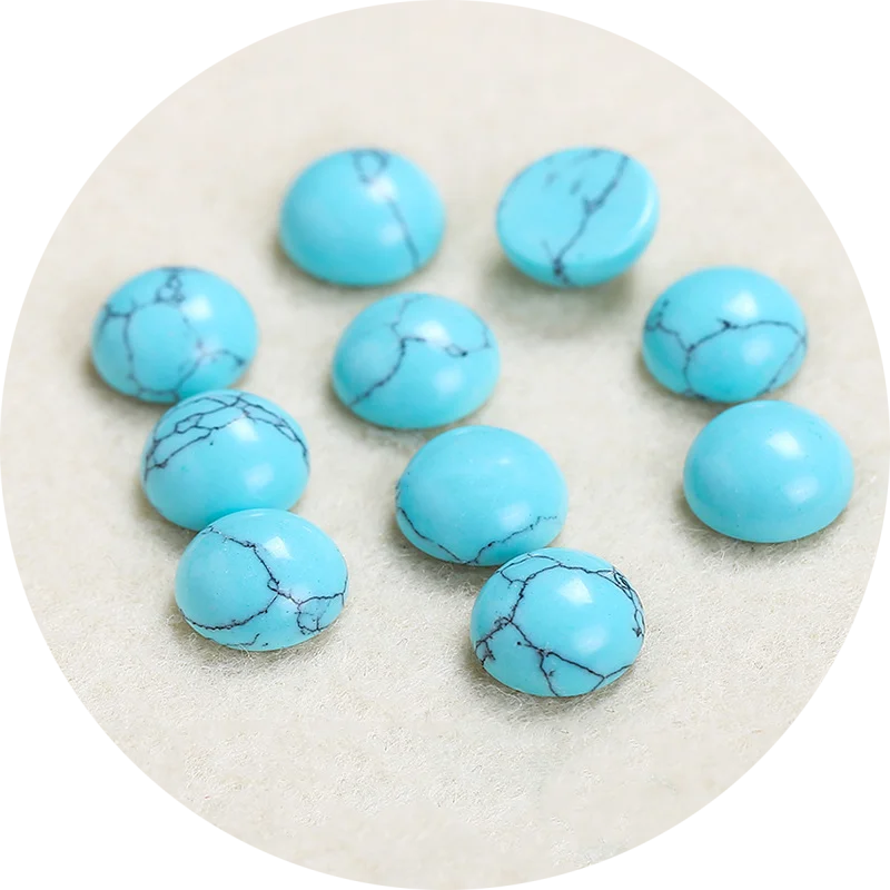 4\6\8\10\12MM Gemstone Cabochons Natural Turquoise Synthetic Stone Beads for Earring Necklace Bracelet
