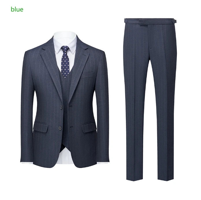 Blazers Jacket Pants Vest _ Fashion New Men's Casual Boutique Business British Plaid Striped Suit Coat Trousers Waistcoat
