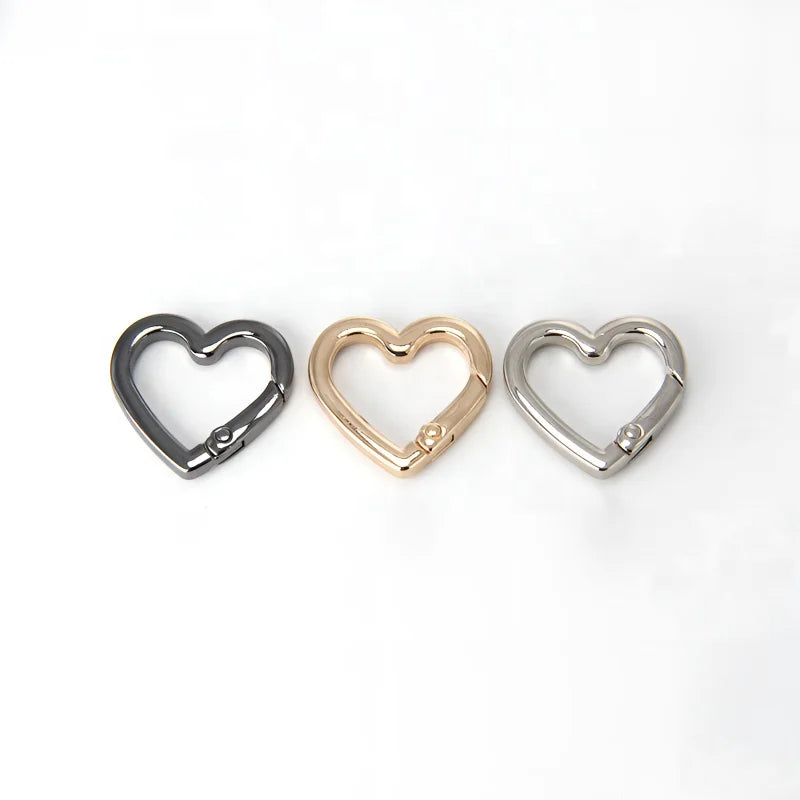 Love Heart Shape Spring Gate Ring Openable Leather Bag Handbag Belt Strap Buckle Connect Keyring Pendant Snap Clasp Clip