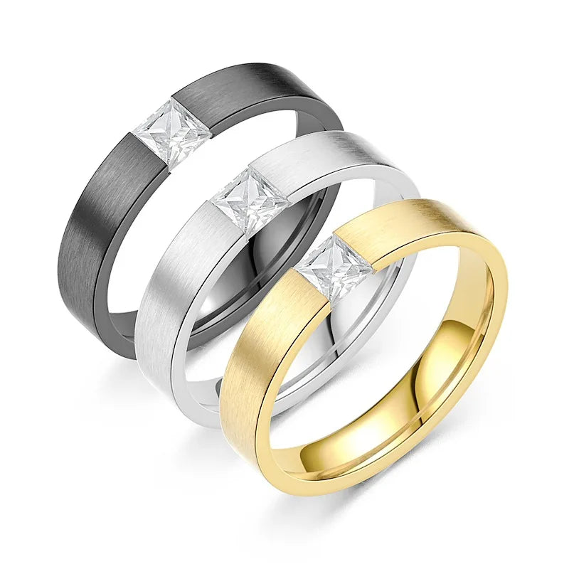 2024 Trendy Fashion Personal Zircon Set Geometric Type Couple Rings Stainless Steel Rings Diamond Rings for Women