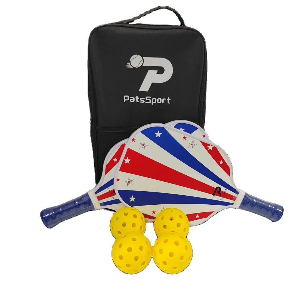 Promotion  Pickleball Racket Gift With Balls  Carry Bag Rough Surface Carbon Fiber Glass Pickleball Paddle Set