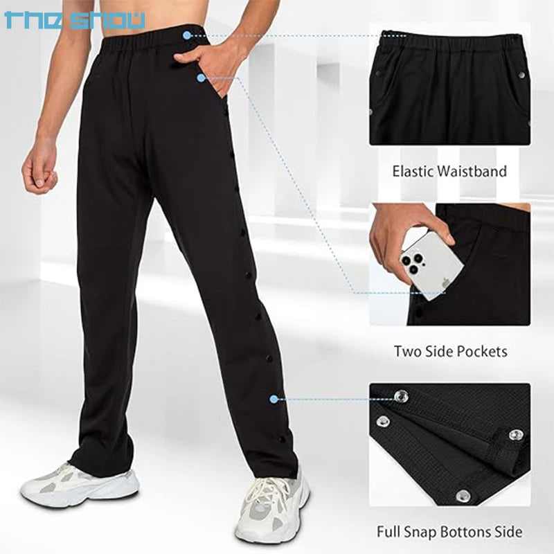 Men's Post-Surgery Tearaway Cargo Pants With Side Snap Patient Breakaway Trousers for Fracture & Surgery-Men's Pants & Trouse