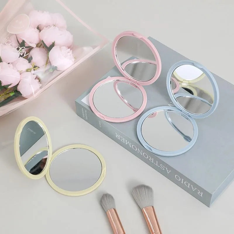 Portable Folding Mini Round Student Dormitory Mirror Double-sided High Definition Makeup Mirror Flip-top Makeup Mirror