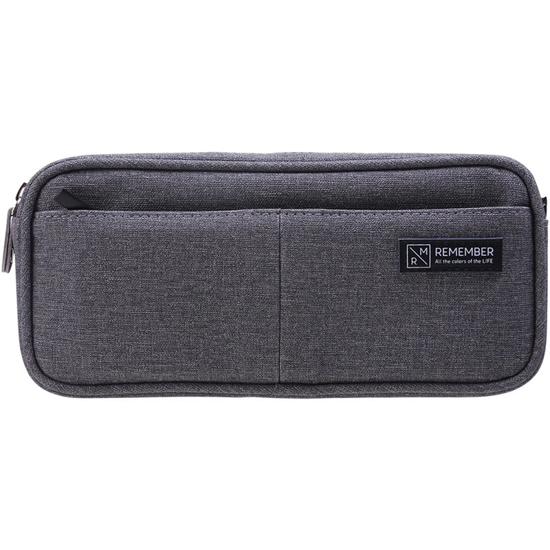 Deli 66782 Gray Three Pockets Large Capacity Students Pencil Pouch Three Zippers Brief Stationery Bag 96pcs Per Carton Set