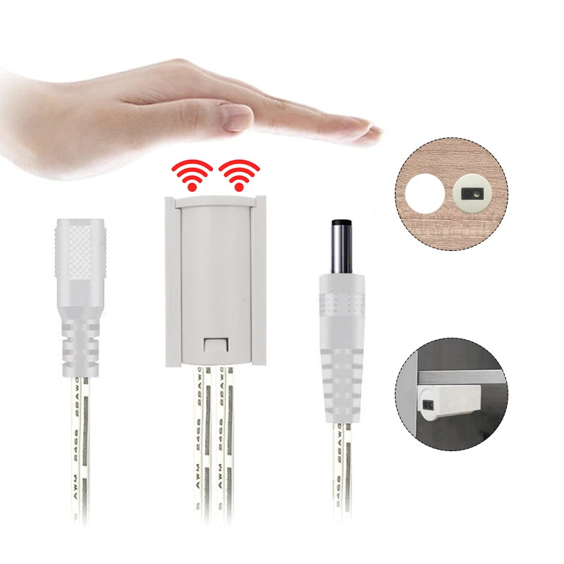 5A 12-24V Mini Smart IR Hand Sweep Sensor White Switch DC Ports Cabinet/Wardrobe LED Lighting Control Waving Door Control 120