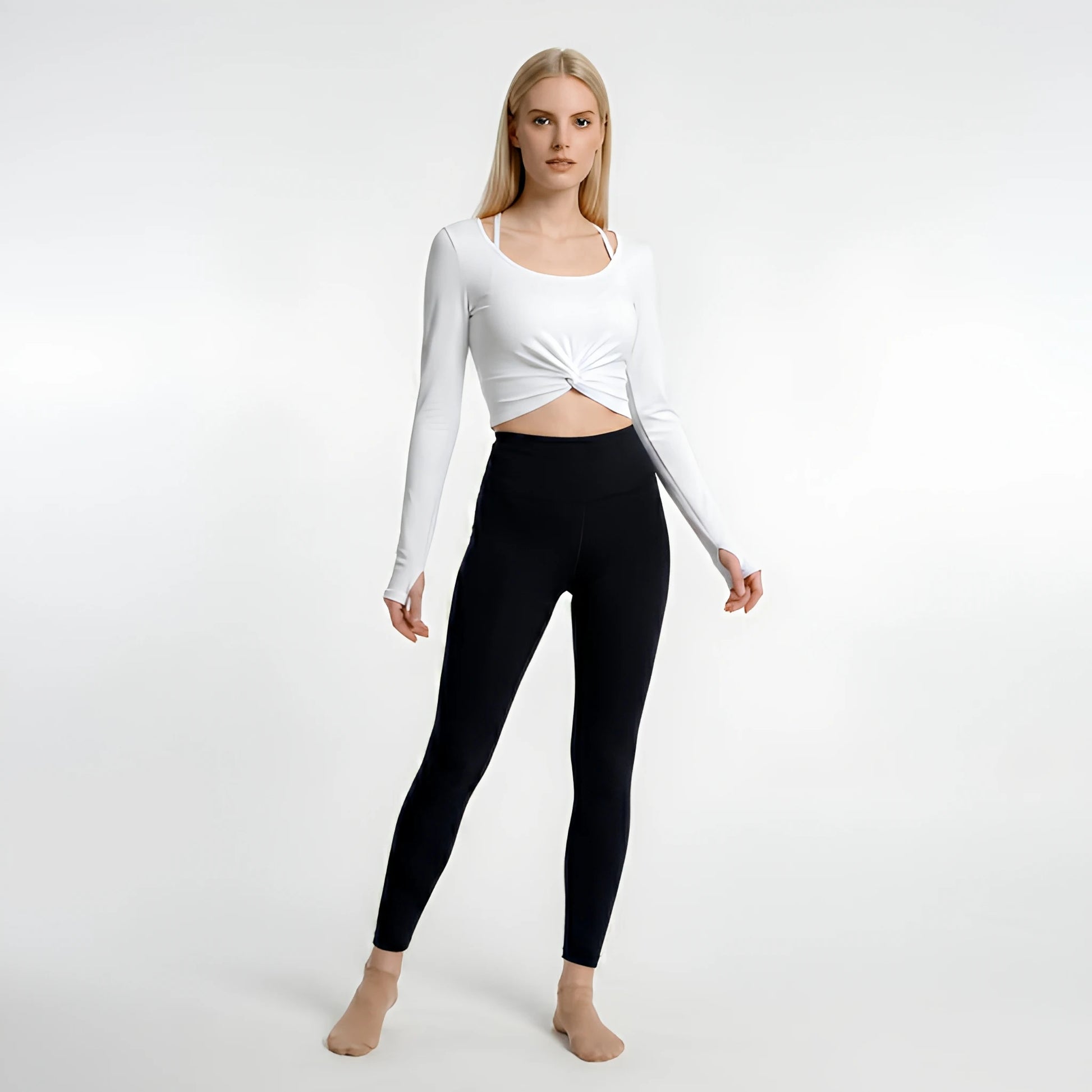 A152 Long Sleeve Fitness Crop Exercise Yoga Top Women's Seamless T-shirt Fitness Exercise Sports Exercise Sports Top