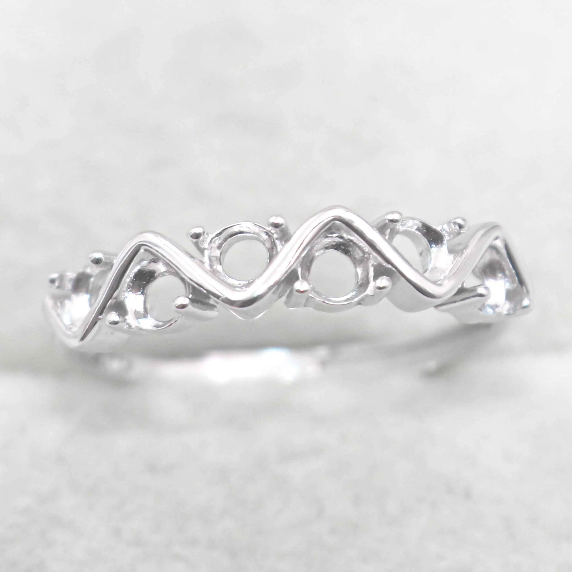 Sterling Silver 3*3mm Semi Mount Ring Empty Frame Blank Support Claw Setting S925 Base Holder Without Center Stone for Inlay 