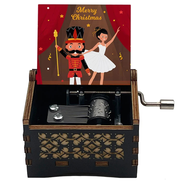 Wholesale the Nutcracker Wooden Mini Music Box Hand Crank Movement Famous Ballet BGM Merry Christmas Birthday Gift