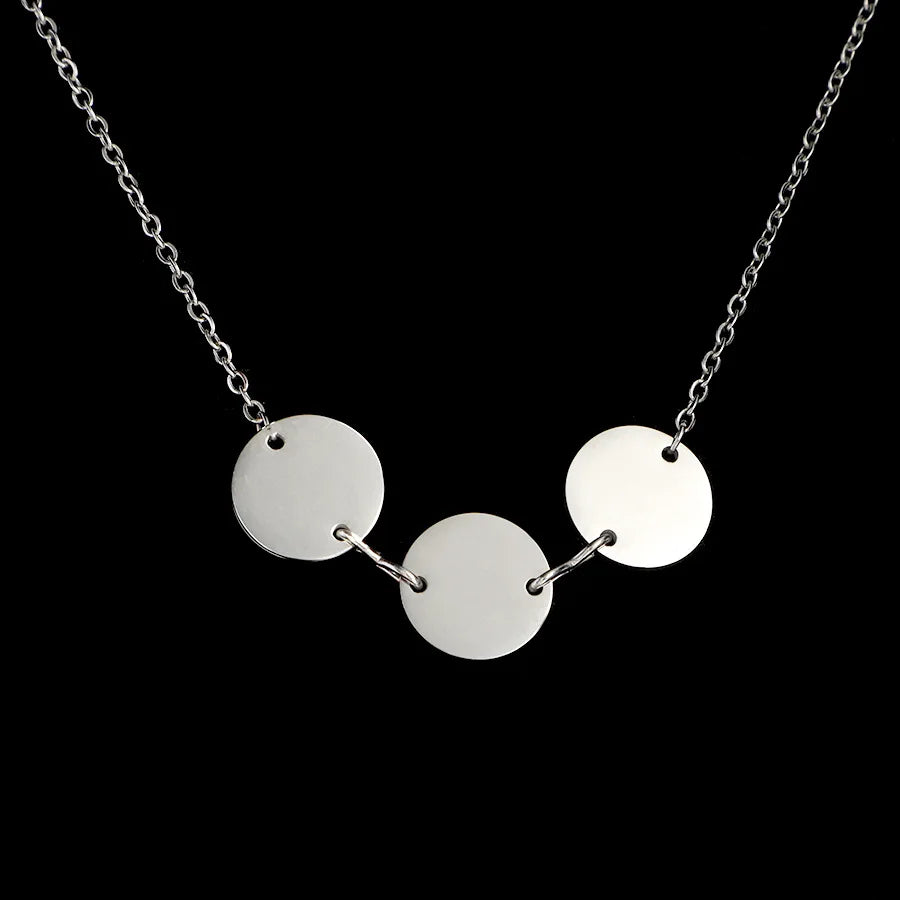 Engraving Stainless Steel Laser Logo Custom Name Geometric Necklace Personalized Round Magic Mirror Fine Charms Necklace