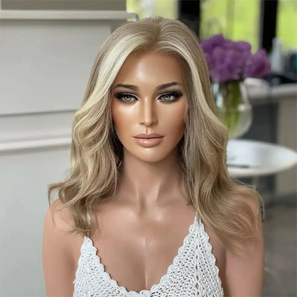 Hot Selling 613 European Hair Lace Front Wigs Body Wave Highlight Ombre Blonde Color Cuticle Aligned Hair Wig