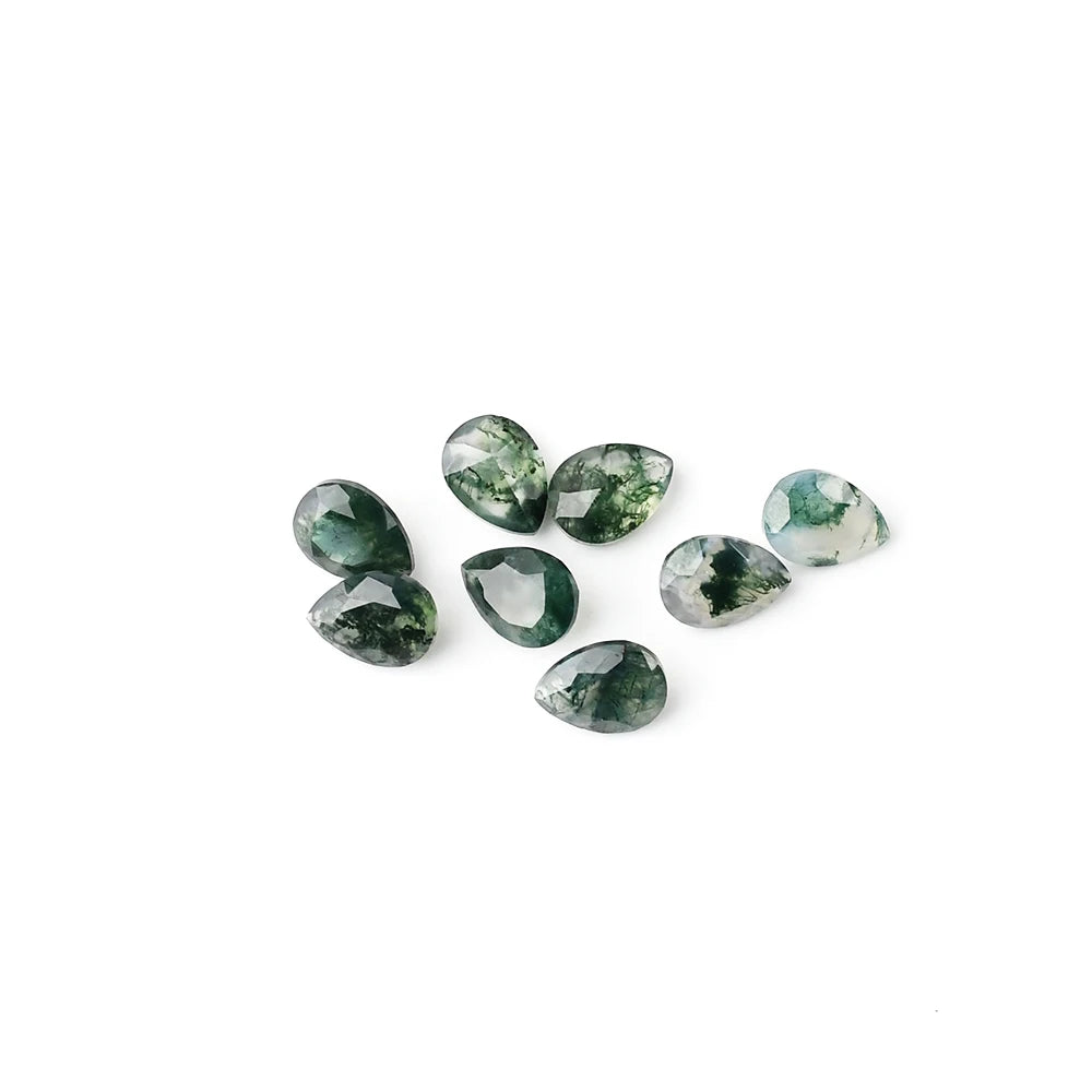 7-15 mm Pear Shape Moss Agate Green Custom Gemstone MOQ 10 Pcs Custom Size & Shape Available Factory Direct Price
