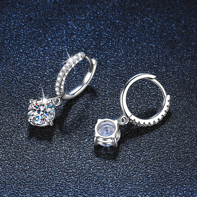 Classic Four Claw Earrings Vvs D Colour 1CT Moissanite Pendant Earrings S925 Sterling Silver Earrings for Women Wedding