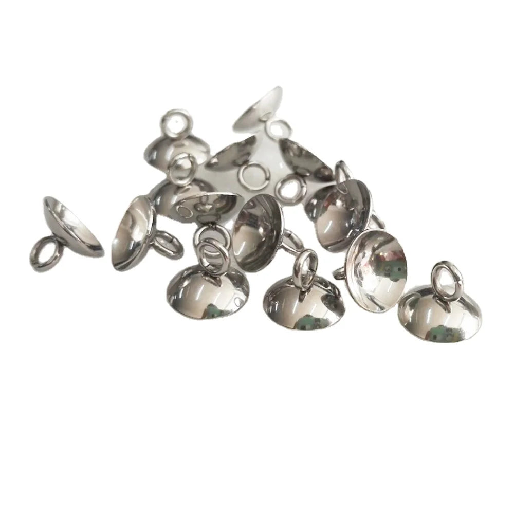 6mm Stainless Steel Beads End Caps Clasp Pendant Charms Connectors Ornament Bead Caps for DIY Jewelry Making Findings