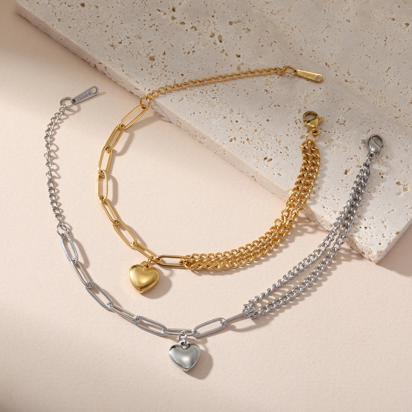 Heart Bracelet Couple Stainless Steel Bracelet 18K Gold Plating Fashion Jewelry Bracelets