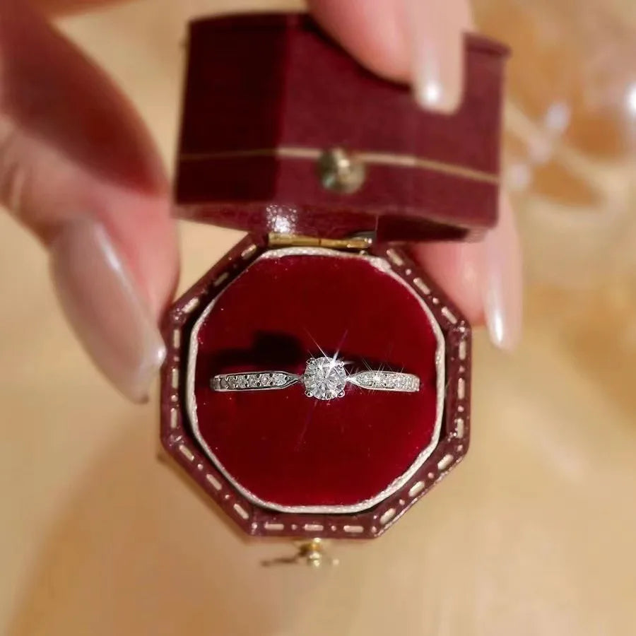 Fashion Moissanite Ring Pass Diamond Tester 0.3 Carat 925 Sterling Silver Four Claw Rings Certified GRA Jewelry