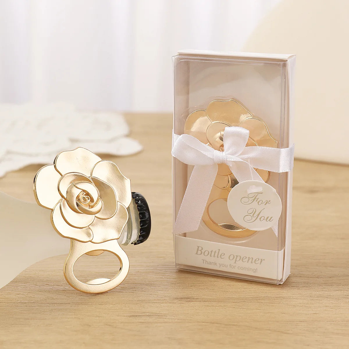 Gold Rose Flower Beer Bottle Opener Wedding Favors and Gifts for Guests Wedding Souvenirs Party Supplies