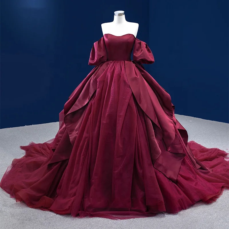 Jancember 222190 Formal Red Modest Satin Party Elegant Evening Dress Gowns