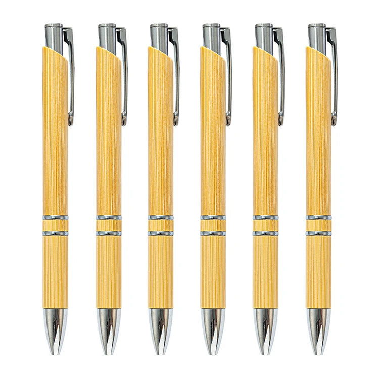 JH Brand Personalized Eco Friendly Wooden Bamboo Pen With Two Silver Rings
