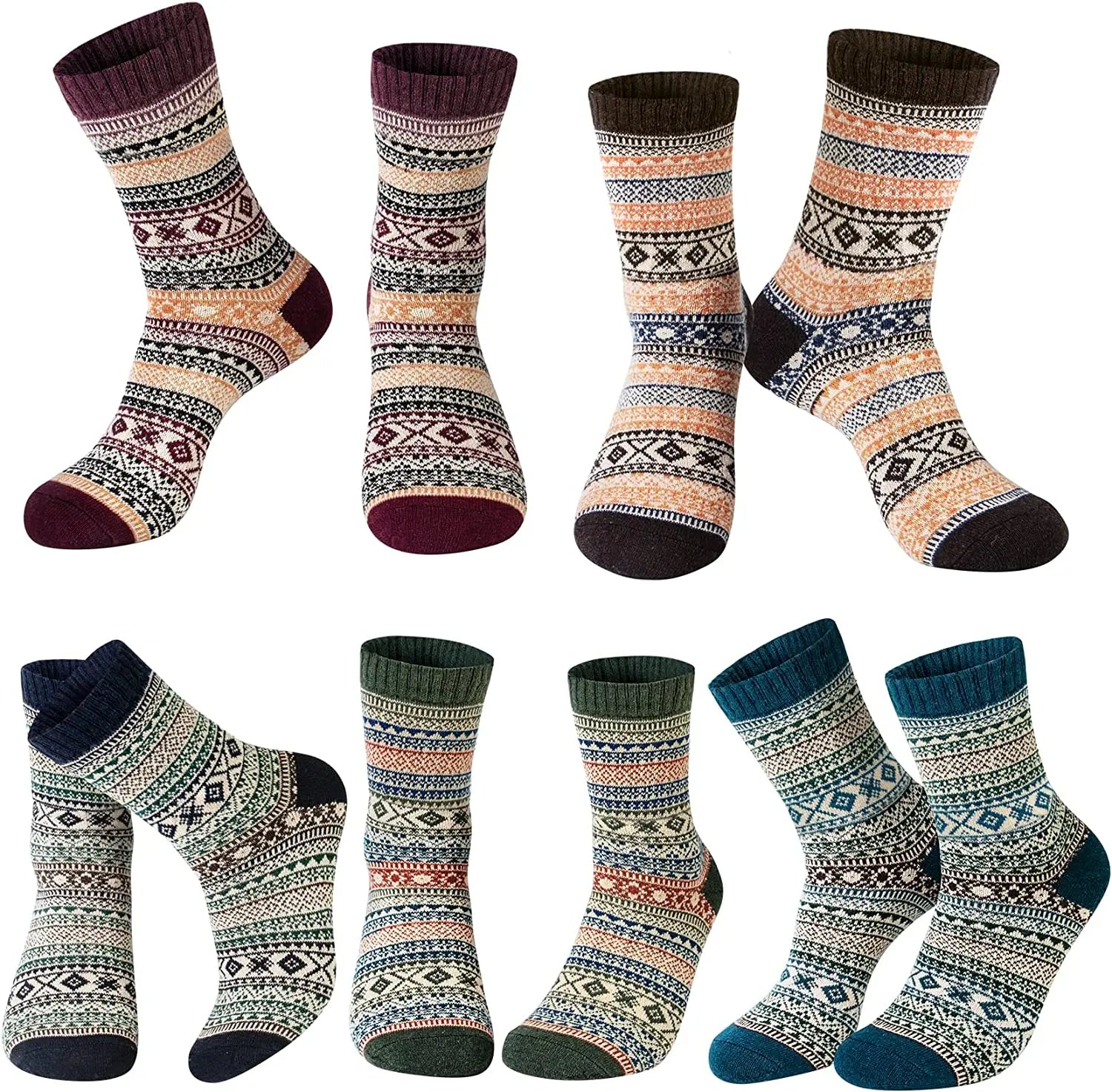 Thermal Socks for Winter Men Sock Thick Knit Winter Warm Cozy 5 Pack Wholesale Wool Thick Warm Winter Socks  for Men
