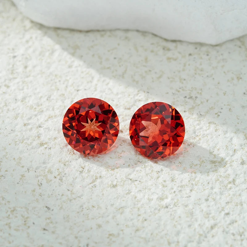 Starsgem Round Shape Loose Synthetic Stone Dark Pink Padparadscha Color Lab Grown Gemstone