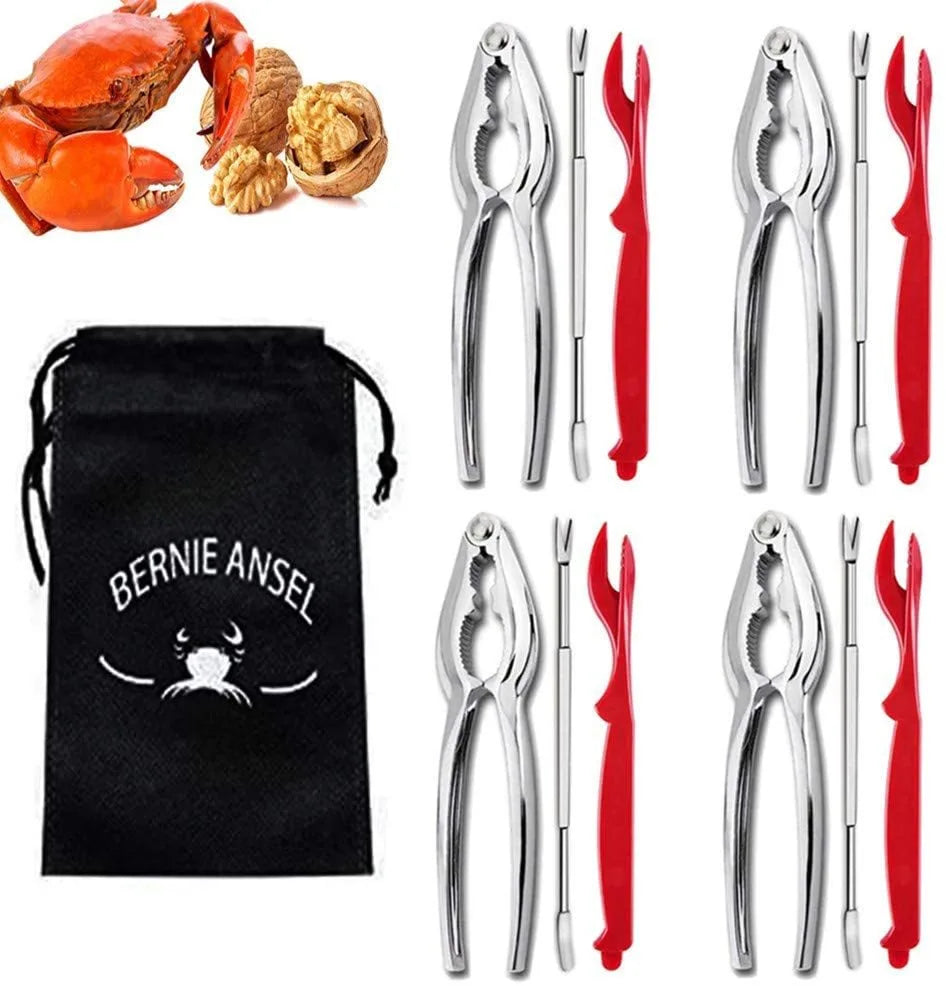 Seafood Scissors Set Lobster Prawns Shellfish Nuts Crab Cracker Forks Pliers Sheller Spoon Stainless Steel Seafood Tools