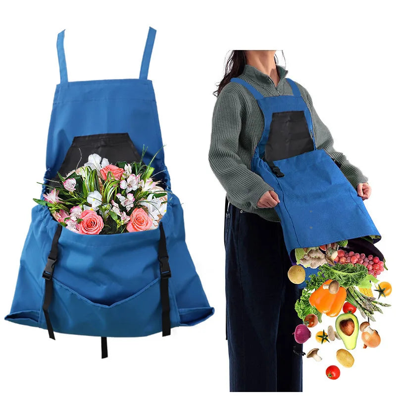 Multi-functional Garden Apron Canvas Storage Bag Fruit and Vegetable Orchard Picking Pocket Multi-purpose Backpack Apron