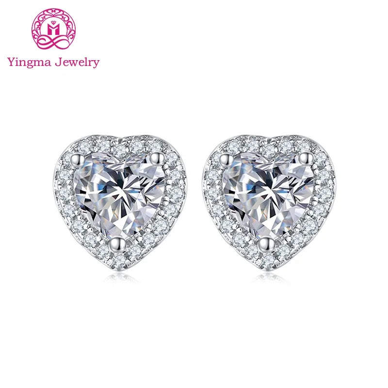 Graceful Heart-Shape 5mm 0.5 Carat Moissanite Earrings 925 Sterling Silver 2 Moissanite Stones Gold for Party Factory Direct
