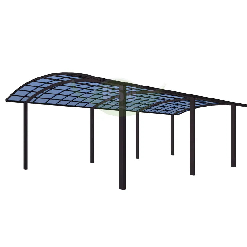 Outdoor DIY Modern M Type Waterproof Aluminum Alloy Polycarbonate Carport 2 Car Parking Shed UV Resistant Flame Retardant