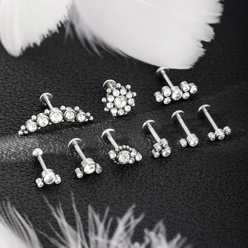 In Stock Labret Jewelry 316 Stainless Steel Internally Threaded Lip Stud Piercing Jewelry