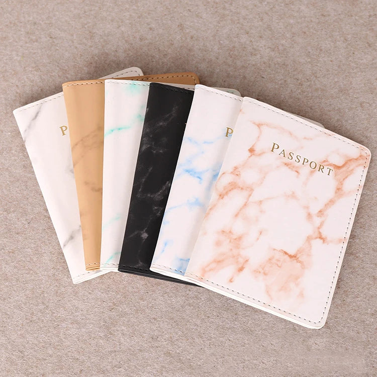 Wholesale 2024 New Fashion Marbling PU Leather Passport Holders Gold Stamping Travel Passport Cover for Travel Abroad in Stoc