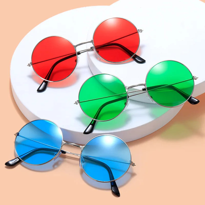 Round Hippie Sunglasses Unisex Pink Purple Blue Vintage Retro Style Hipster Circle Sunglasses Women