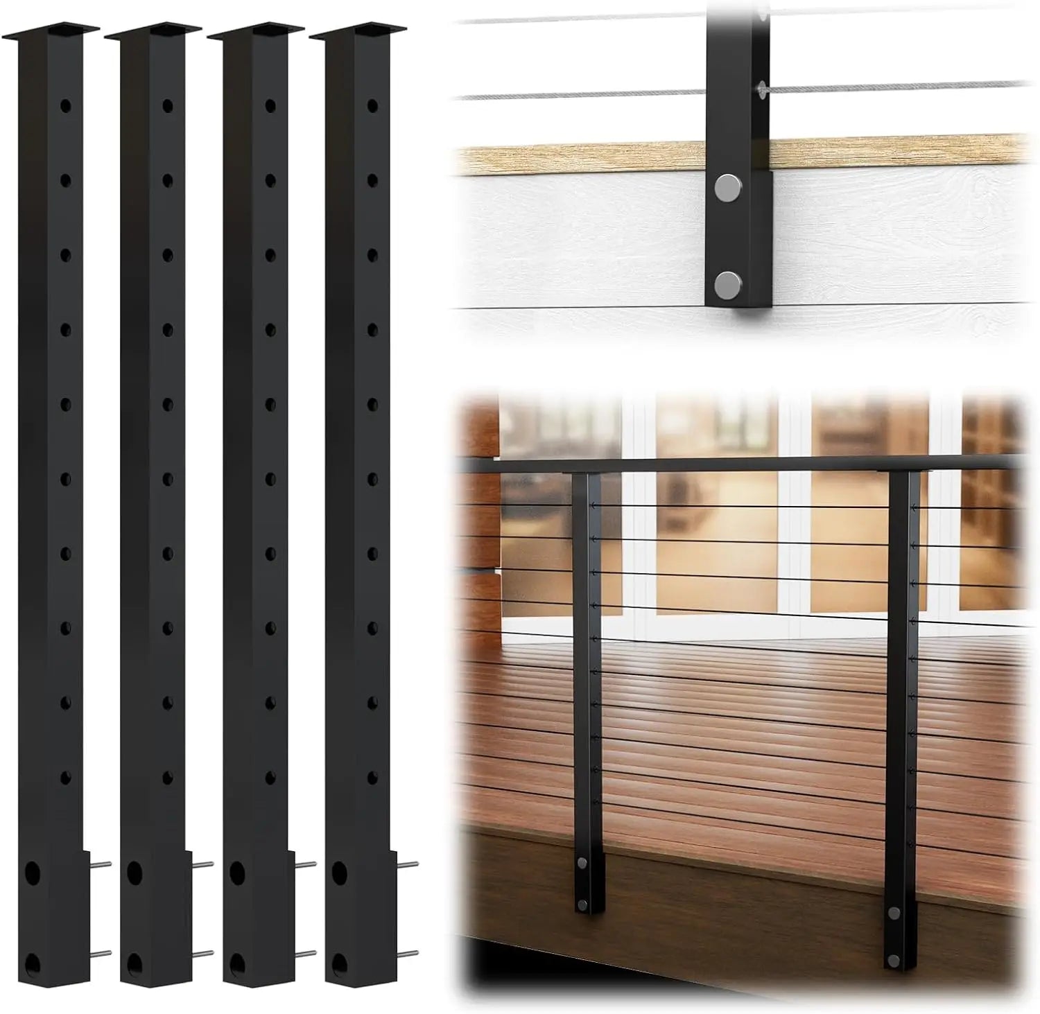 Reilbu Fast Delivery Time  Easy to Install square Post Side Mounted  Cable Railing Cable Balustrade