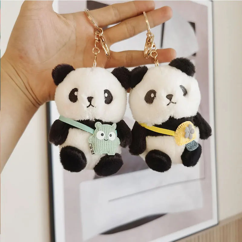 Kawaii Mini Plush Panda Keychain Vending Claw Machine Cartoon Panda Soft Plush Keychains Toy Wholesale Cute Stuffed Animal To