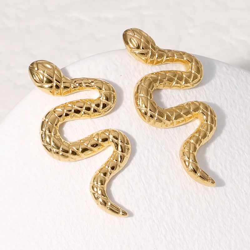 BM Hypoallergenic Earrings Non-fading Punk Stainless Steel Snake Earrings
